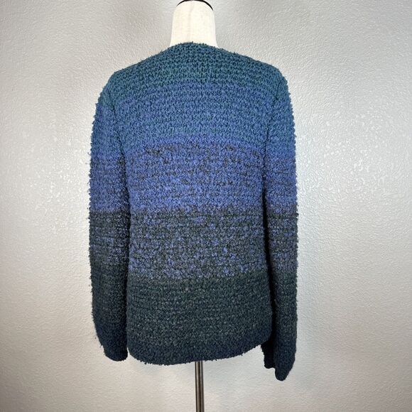 Gogo Bregante Chunky Knit Balloon Sleeve Cardigan Sweater One Size OS Blue Wool - Picture 3 of 5